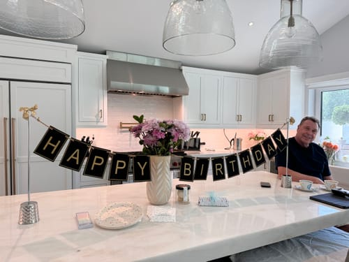 Customer photo review of Black and Gold Birthday Banner