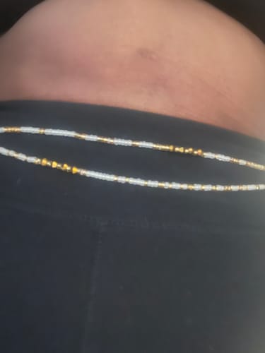 Customer photo review of Extended Length 60 Inch Protect Her Tie On Waist Beads