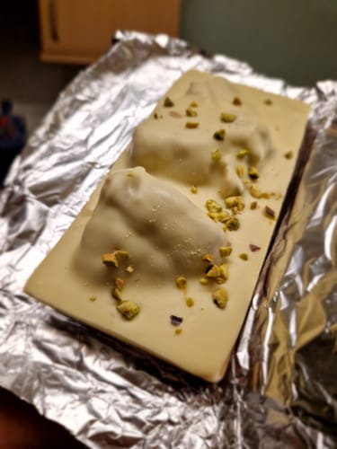 Customer photo review of The Cookie Champions X Chocolate Smiths Pistachio and Kinder Cookie chocolate bar 250g