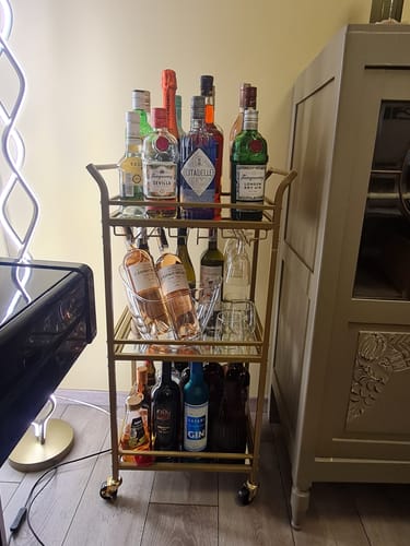 Customer photo review of Καρότσι Μπαρ Τρόλεϊ Κάβα Τραπεζαρίας με Καθρέφτη Βοηθητικό Τραπεζάκι Κουζίνας Χρυσό-Μαύρο LR-C091A62