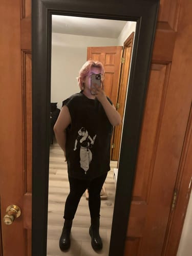 Customer photo review of Hip Hop Streetwear Summer Short Sleeve Vintage T-Shirt Japanese Anime Graphic Print TShirt Men Harajuku Casual Loose Washed Tees