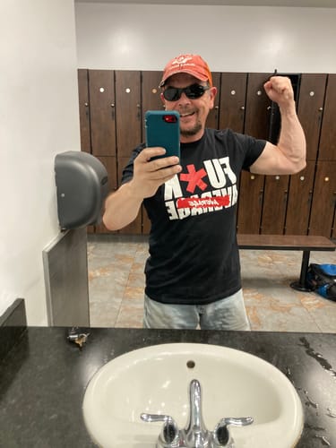 Customer photo review of Fu*k Average Tee Shirt