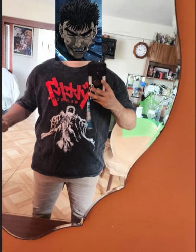 Customer photo review of Hip Hop Men Streetwear T-Shirt Retro Vintage Washed Anime Graphic T Shirt Men Harajuku Cotton Casual Short Sleeve Tshirt Tops