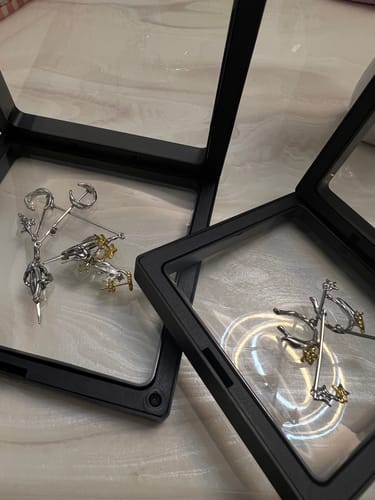 Customer photo review of "Star Trails" Gold Plated Statement Tassel Moissanite Dangle Ear Cuffs