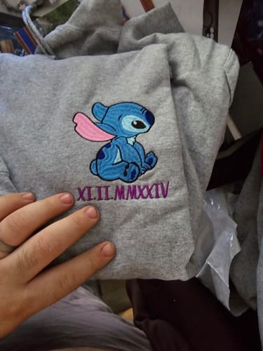 Customer photo review of Custom Embroidered Hoodies For Couples, Matching Couples Hoodies, Roman Numeral Date Angel Couples Embroidery Sweatshirt