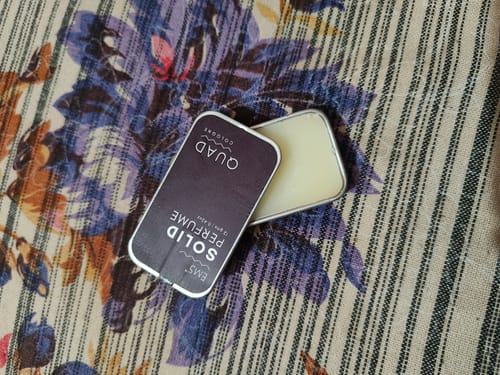 Customer photo review of EM5™ Quad | Solid Perfume for Men | Alcohol Free Strong lasting fragrance | Tobacco Vanilla Warm Spicy | Goodness of Beeswax + Shea Butter
