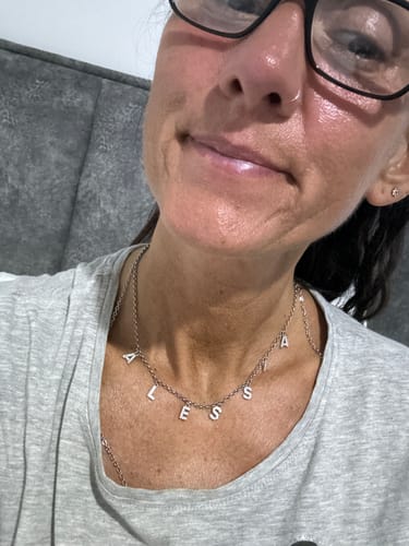 Customer photo review of Collana Lettere Zirconate Pendenti