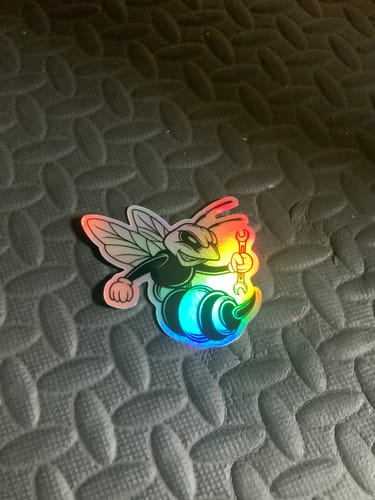 Customer photo review of 100 Custom 3" Holographic Stickers $49