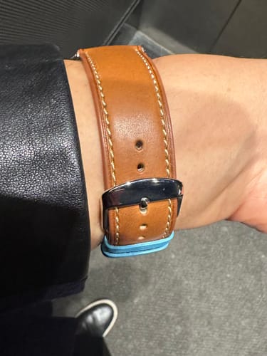 Customer photo review of The Executive French Leather Apple Watch Band - Barenia Tan