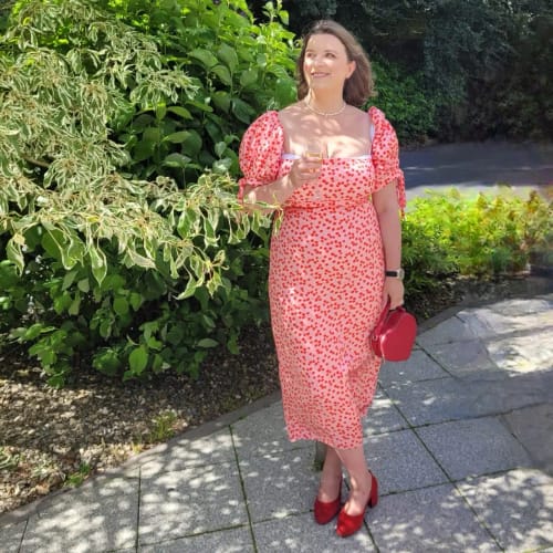 Customer photo review of Olivia Rose The Label Manon Pink and Red Floral Dress
