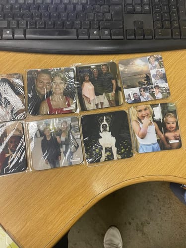 Customer photo review of Rubber Photo Coasters (Square or Round)