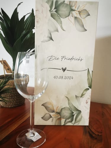 Kundenbewertung mit Foto zu Leonardo Gläser mit Gravur im "Wedding Love" Design als Set