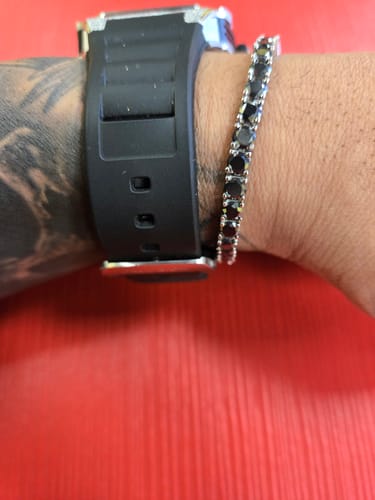 Customer photo review of Black Moissanite Diamond 925 Sterling Silver Tennis Chain Bracelet