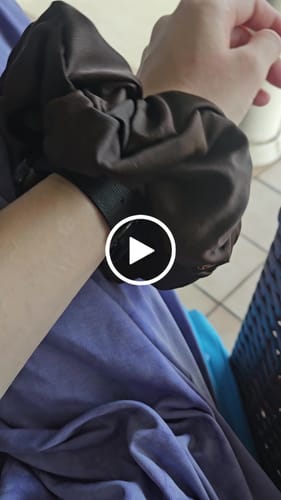 Customer video review of Espresso Brown Silk Scrunchie