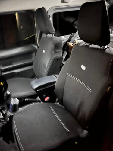Customer photo review of Suzuki Jimny 4th Gen GJ 2-Door Neoprene 2x Front Seat Covers (In Stock)