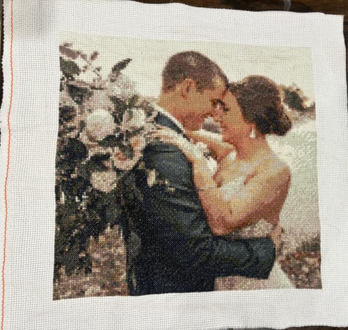 Customer photo review of Custom Cross Stitch Tapestry Kit | Just Upload Your Photo!