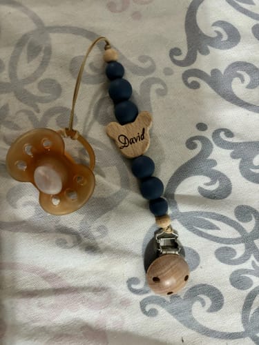 Customer photo review of Personalized Pendant Pacifier Chain