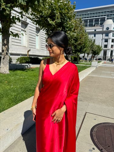 Customer photo review of AZHA SATIN SAREE