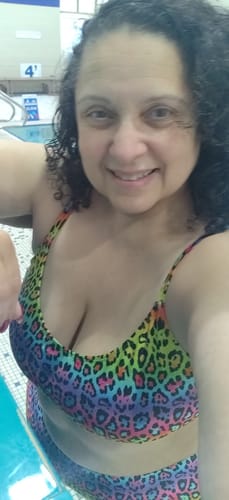 Customer photo review of Kaleidoscope Kitten High Waist Bottom final sale