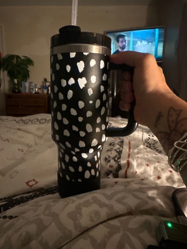 Customer photo review of Reverse Dalmatian Tumbler