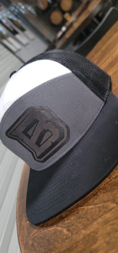 Customer photo review of Flat Bill Seven-Panel Leather Patch Hat - Richardson 168