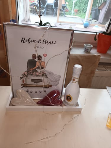 Kundenbewertung mit Foto zu "Just Married" - Personalisiertes Poster als Geldgeschenk