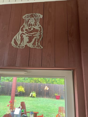 Elizabeth H. review of Custom Metal Dog House Wall Art | Indoor Outdoor | Up to 46" | 20+ Color Options image 1 out of 1