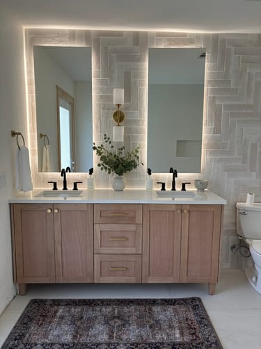 Customer photo review of Bridgeport 72" White Oak Bathroom Vanity, Double Sink
