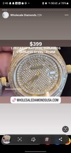 Customer photo review of 1.25 CARAT NAUTRAL DIAMONDS STAINLESS STEEL 41 MM TYCOON WATCH