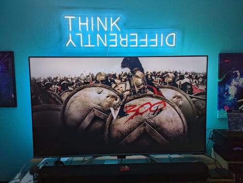 Customer photo review of Think Differently Neon Sign