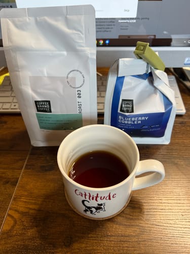 Customer photo review of Blueberry Cobbler Flavored Coffee