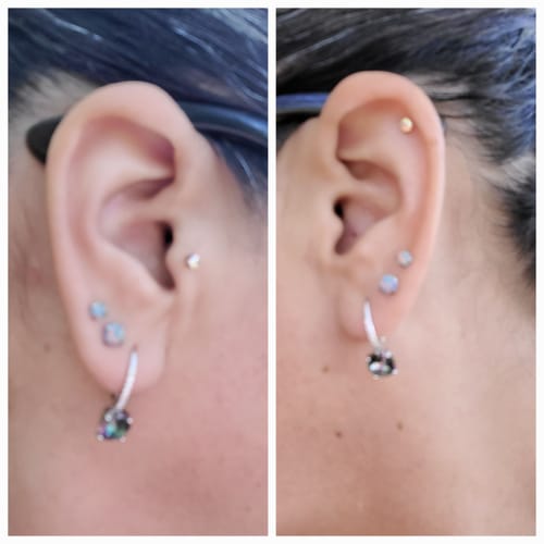 Customer photo review of PAIR Rose Gold Stud Earrings