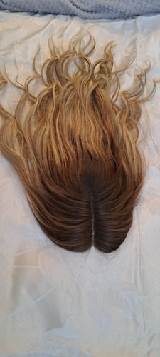 Customer photo review of Topper Hair Pieces Topper Hair Balayage Brown To Blonde #3/8/22-3*5 inch |Youngsee