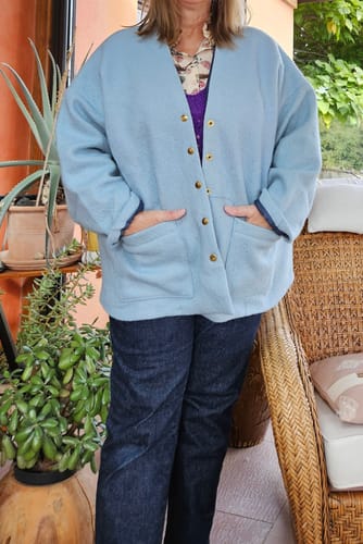 Customer photo review of Veste Teddy - laine bouillie bleu ciel
