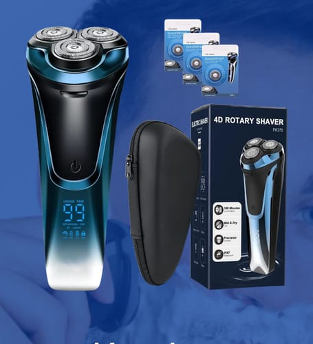 Customer photo review of Elektrisch scheerapparaat voor heren met 3 reservekoppen, nat en droog scheren, met pop-up trimmer en led-display, 99 minuten batterijduur