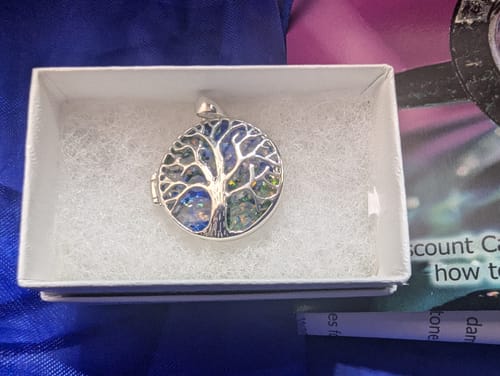 Customer photo review of Tree of Life Locket with Opal and Cremains