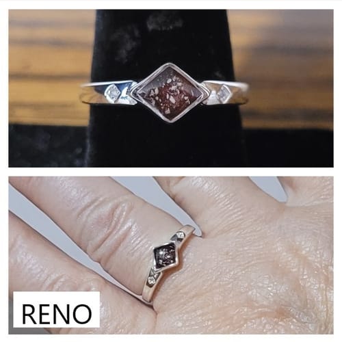 Customer photo review of Diamond Bezel Ring with Zircons and Cremation Ash