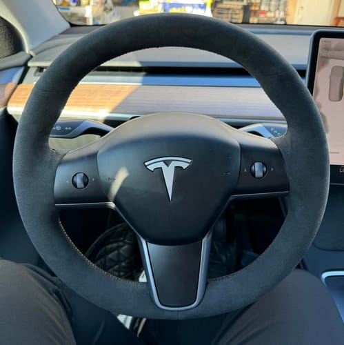 Customer photo review of EVAAM® Alcantara Hand Stitch Steering Wheel Cover for Tesla Model 3/Y (2017-2023)
