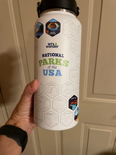 Customer photo review of Let's Wander™ National Parks Water Bottle + Stickers