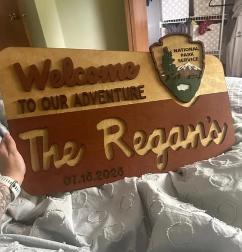 Customer photo review of 3D National Park Service Family Name Welcome Sign (Bison Design)