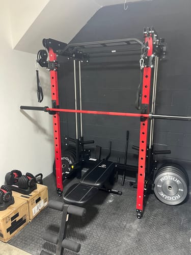 Customer photo review of Major Fitness F35 All-In-One Home Gym Wall-Mount Folding Power Rack
