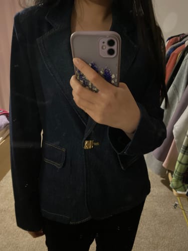 Customer photo review of Notch Lapel Denim Blazer