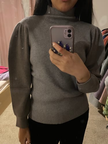 Customer photo review of Stand Collar Straight Knitted T-Shirt