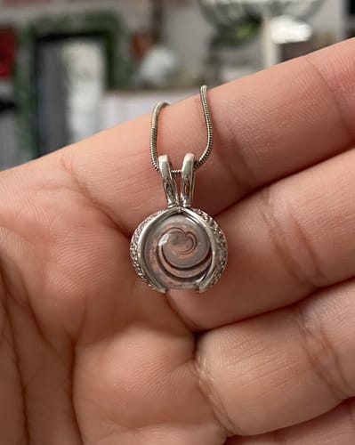 Customer photo review of Wishbone Sparkle Silver Marble Pendant with Cremation Ashes