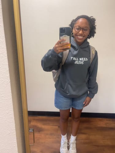 Customer photo review of "SMILE" Premium Hoodie | Space Gray