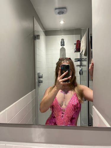 Customer photo review of Pink Stargazer Sequin Bodysuit