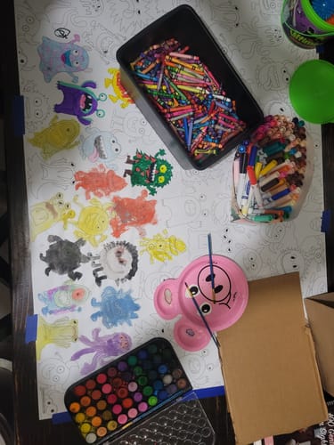 Customer photo review of I Spy Christmas Goodies Table Size Coloring Sheet