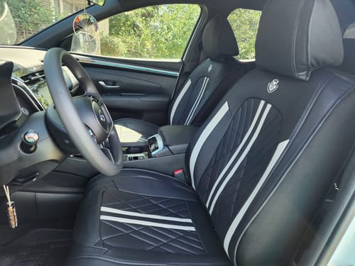 Customer photo review of Brown & Black Ultra Car Seat Covers