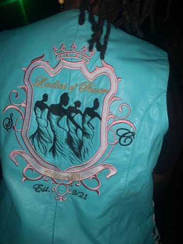 Customer photo review of HL14501TEAL Women's Teal color side laced Leather Vest with Gun pockets for clubs