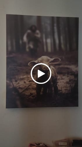 Customer video review of Canvas Prints, Jesus Running After a Lost Lamb, Jesus Lamb of God, Christian Canvas, Jesus and Lamb Art, Luke 15:3-7 Dem Canvas